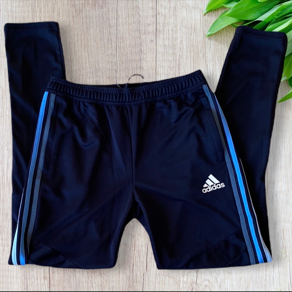 Adidas Multi-Colored Blue Striped Track Pants Size YXL